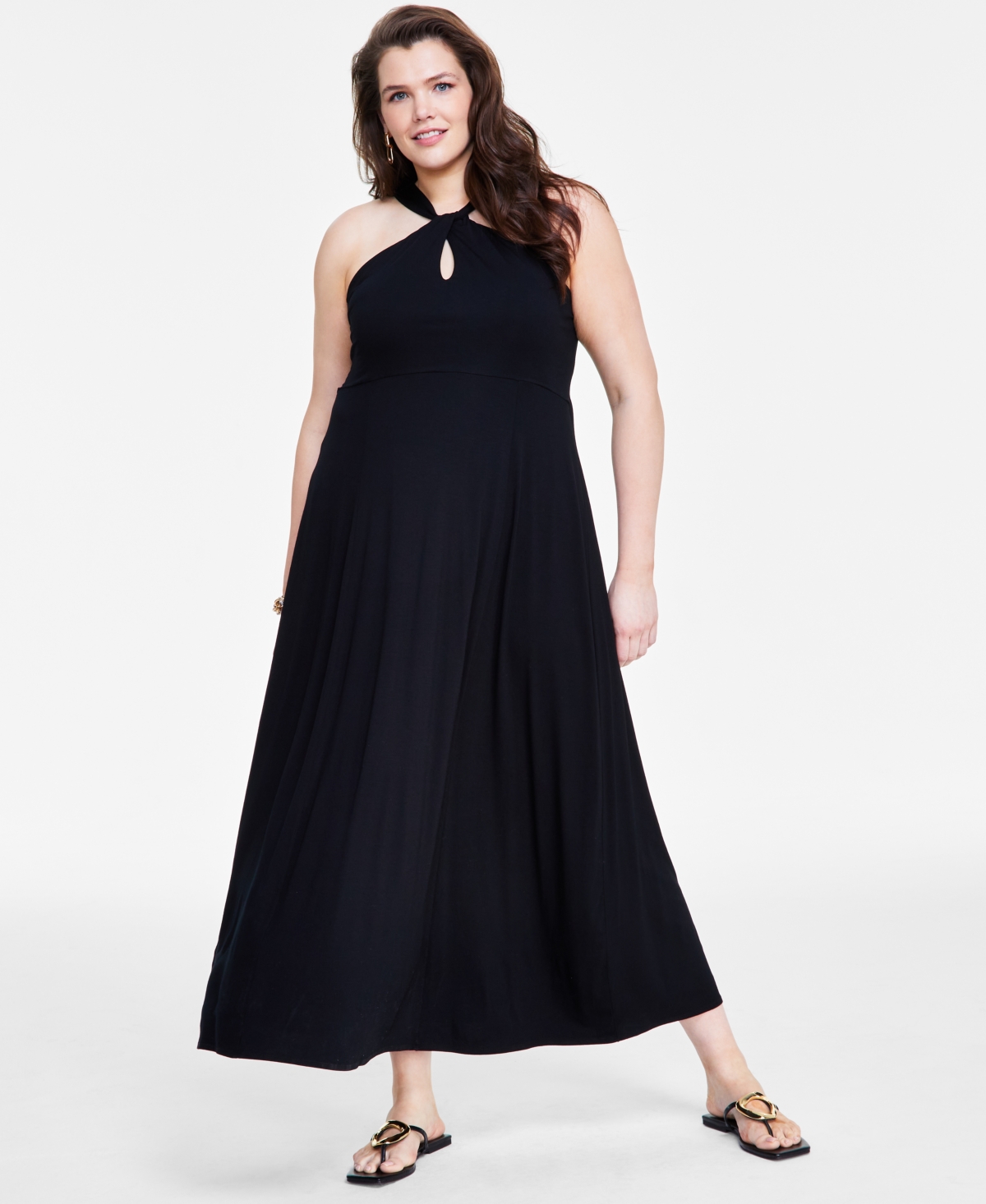 Inc International Concepts Plus Size Maxi Dress, Created For Macy's In Deep Black