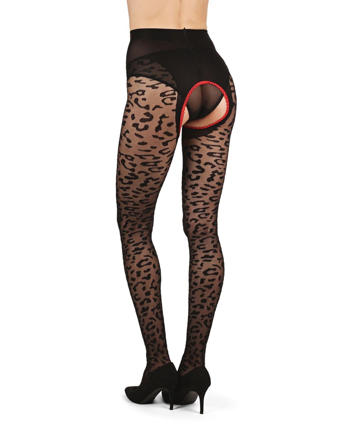 Shop Memoi Women's Born To Be Wild Leopard Crotchless Sheer Pantyhose In Multi