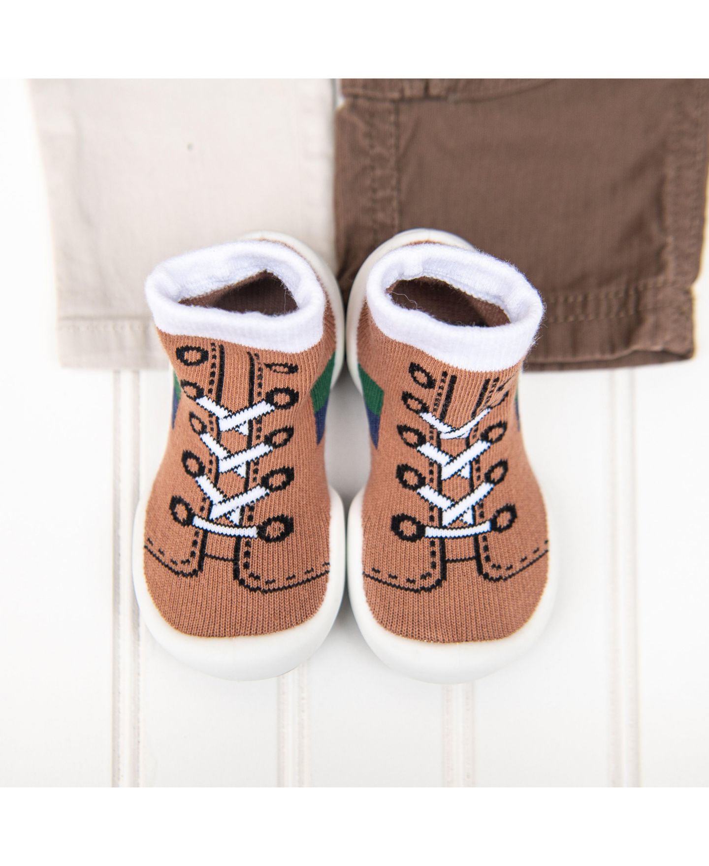 Носки Komuello Infant Girl Boy First Walk Sock Shoes Runner - Brown, цвет: Коричневый — фото 8