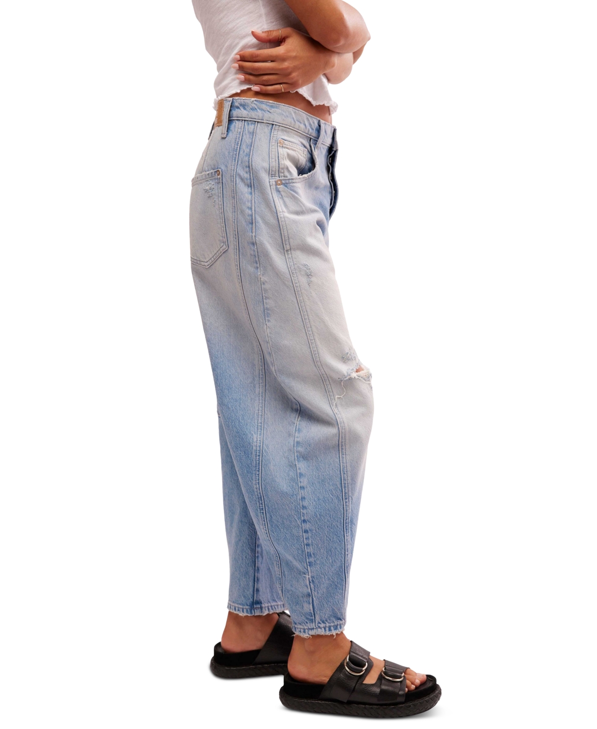 Free People Women's We The Free Good Luck Mid-Rise Barrel Jeans