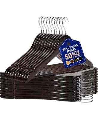 30-piece vintage wooden hanger set with non-slip design and 360° swivel hook.