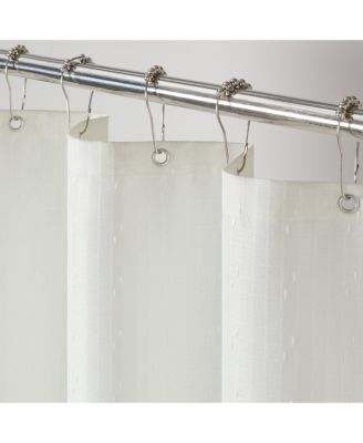 Host & Home Raindrop Stripe Textured Shower Curtain Set with 12 Metal Rolling Rings, Weighted Hem, Rust-Proof Grommets, Fine 100% Polyester Yarn, 72x72, Three Proof Treatment Repels Water, Stains, & Oil