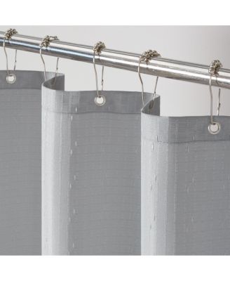 Host & Home Raindrop Stripe Textured Shower Curtain Set with 12 Metal Rolling Rings, Weighted Hem, Rust-Proof Grommets, Fine 100% Polyester Yarn, 72x72, Three Proof Treatment Repels Water, Stains, & Oil