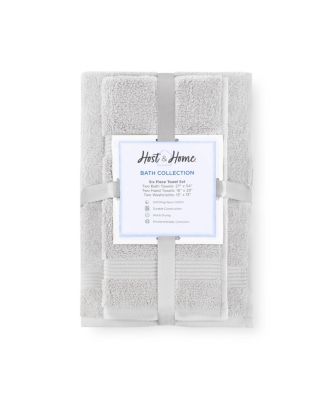 600 GSM Ringspun Cotton 6-Piece Bathroom Towel Set with Striped Dobby Border