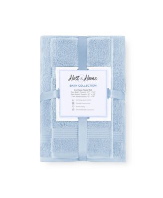 600 GSM Ringspun Cotton 6-Piece Bathroom Towel Set with Striped Dobby Border