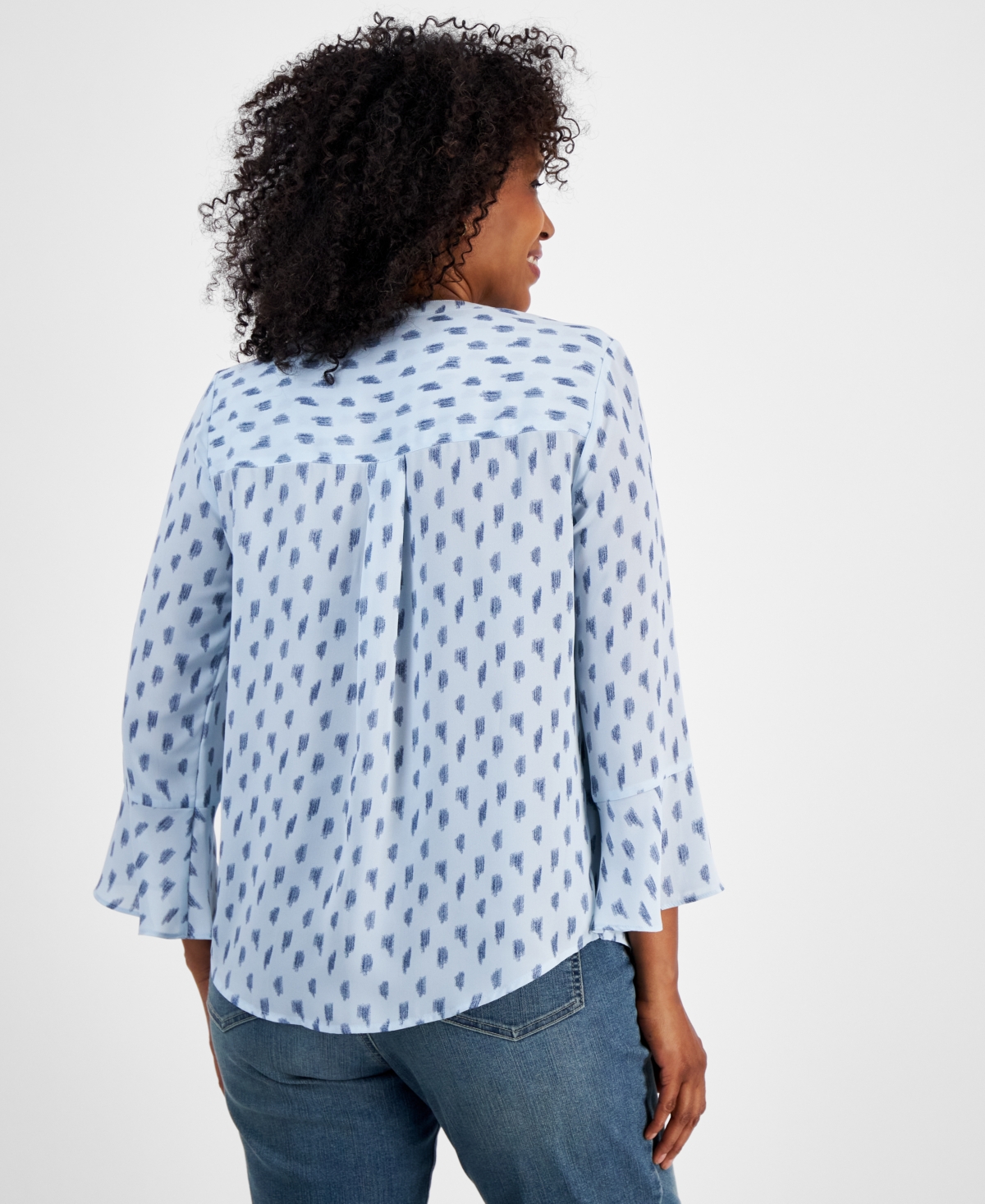 Style & Co Women's Printed Pintuck Ruffle Sleeve Top, Regular & Petite, Created for Macy's