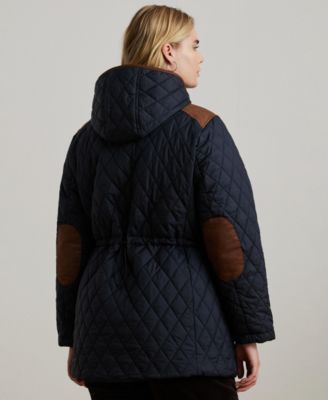 Plus Size Hooded Quilted Anorak Coat