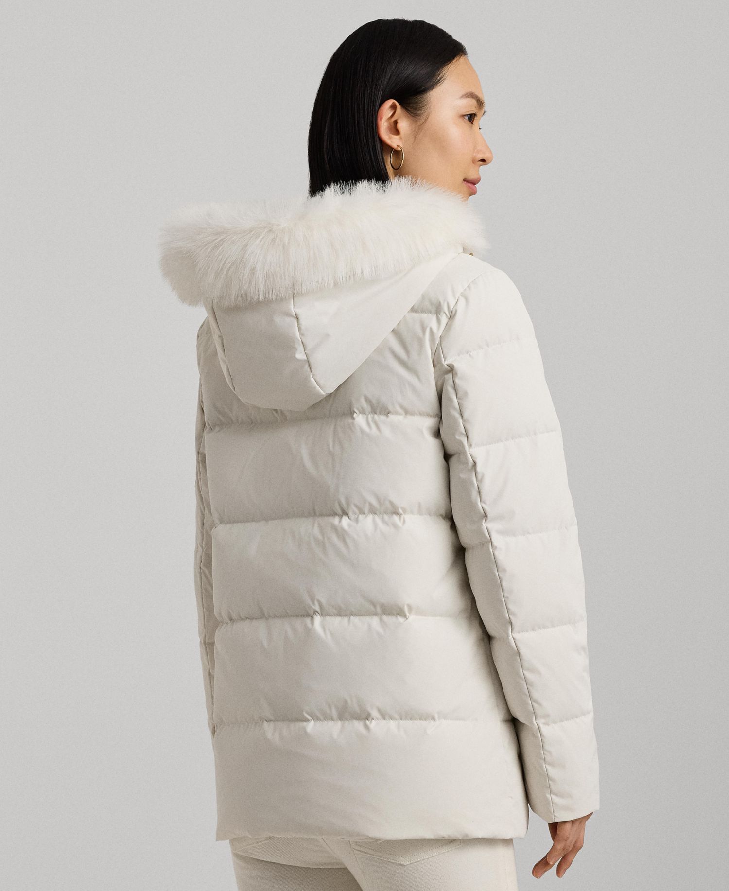 Petite Faux-Fur Hooded Puffer Coat