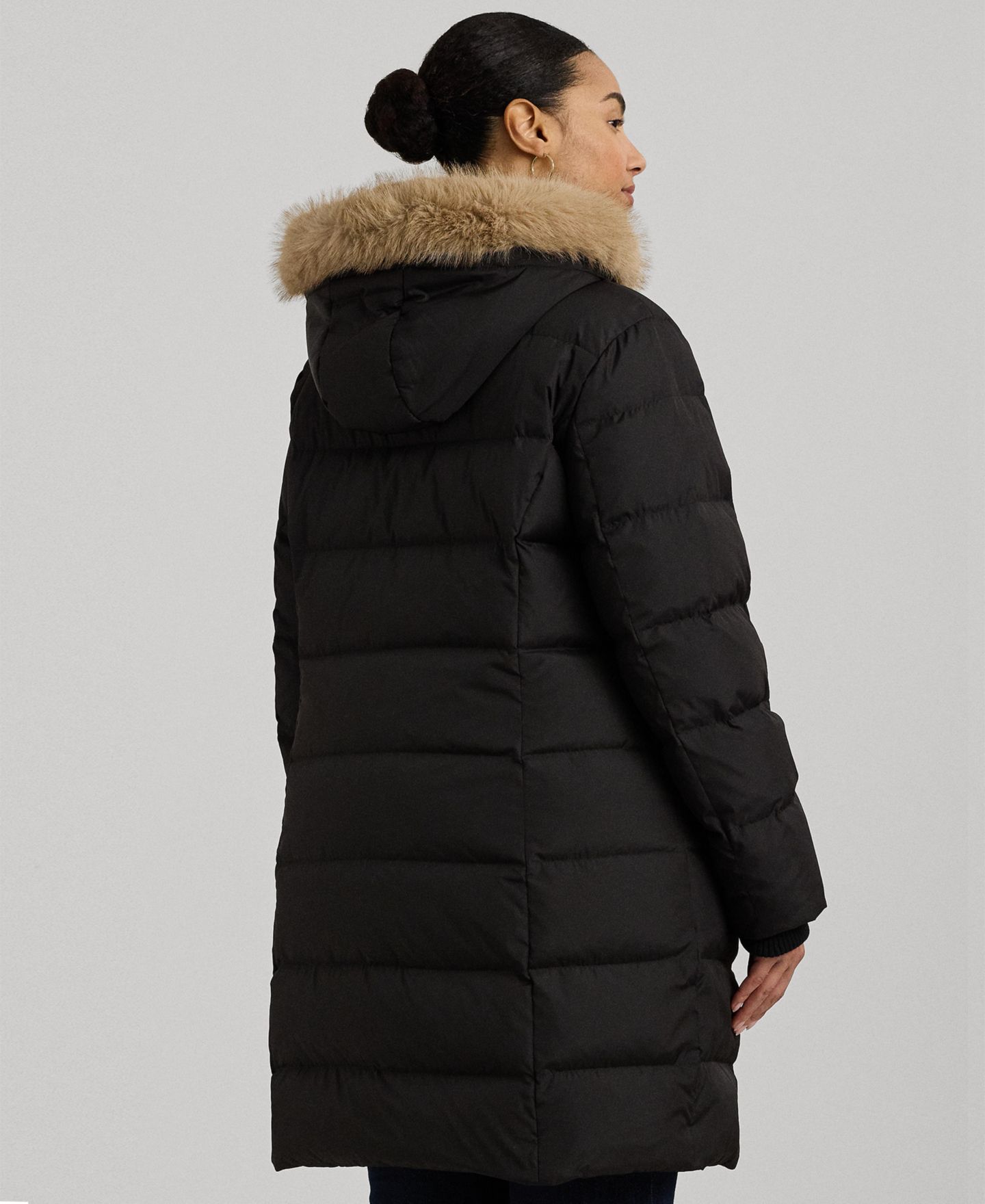Женская куртка Lauren Ralph Lauren Faux-Fur Hooded Puffer Coat PXXS-3X, цвет: Чёрный — фото 2