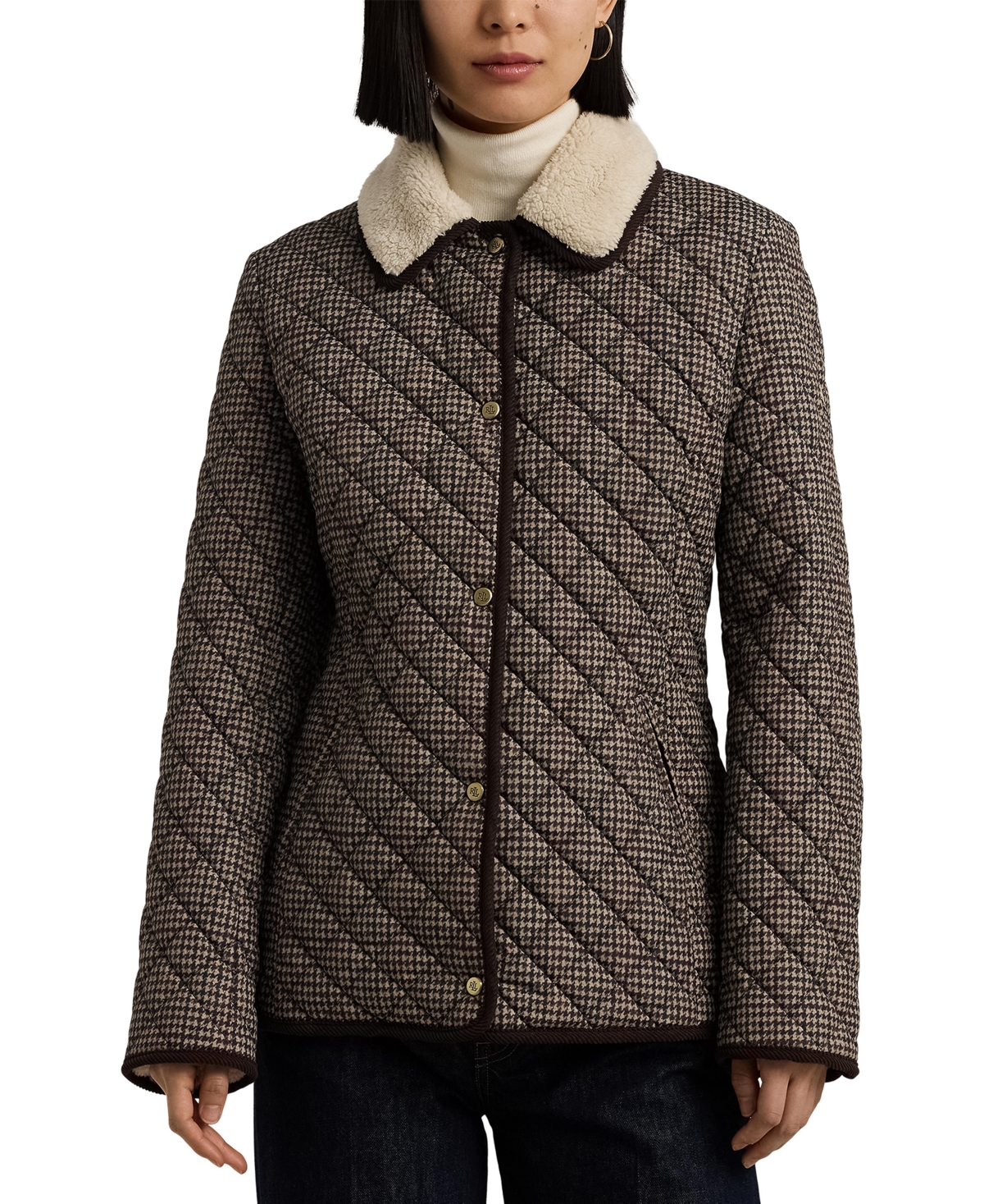 Lauren ralph lauren quilted houndstooth jacket best sale