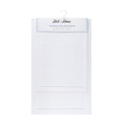 Host & Home Cotton Bath Rug, Stylish Textured Woven Design, Slip Resistant Backing, 5 Color Options, 2-Piece Set - 17x24 & 20x32