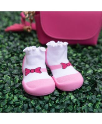 Infant Girl Breathable Washable Non-Slip Sock Shoes Mary Jane Bow