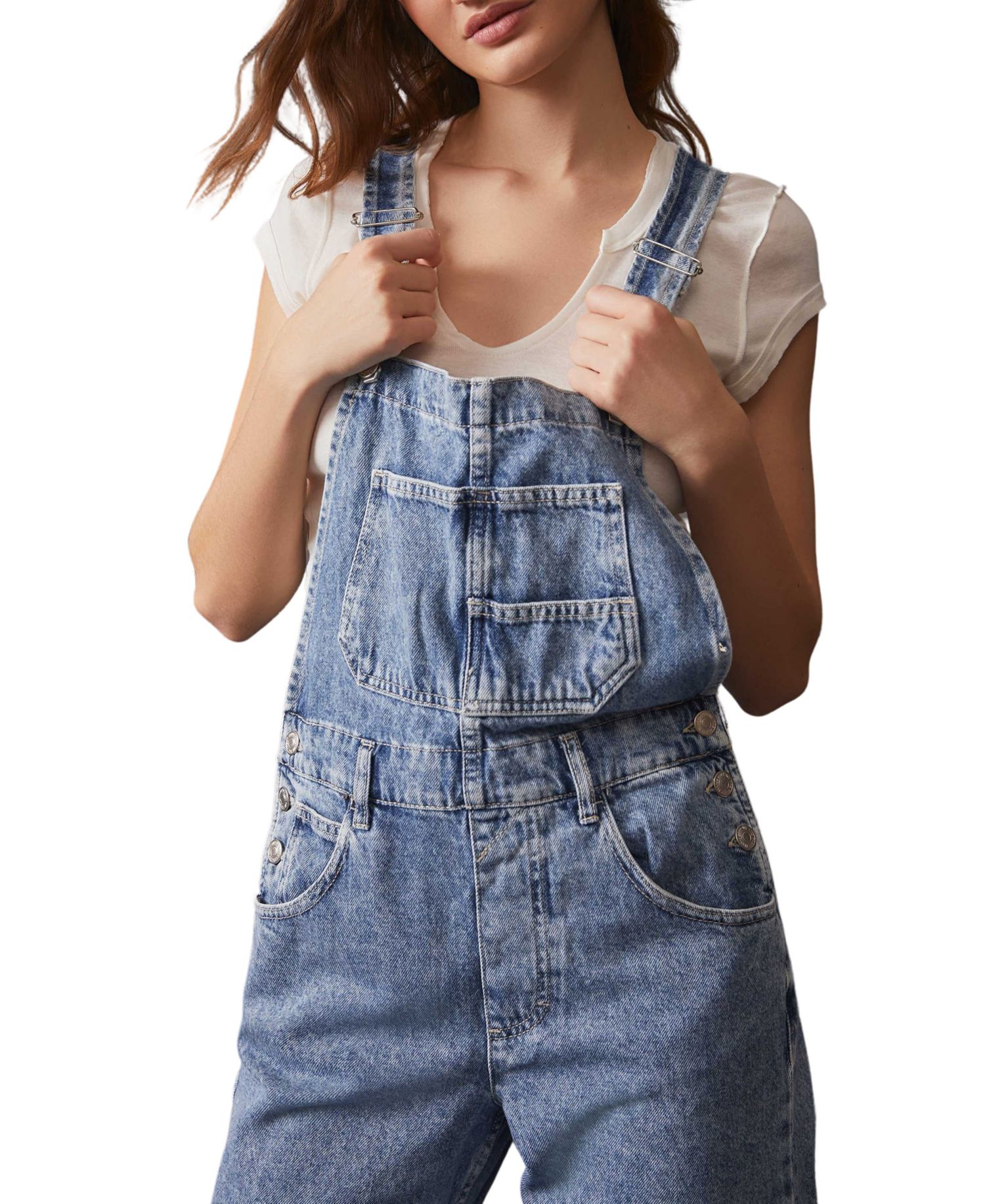 We The Free Ziggy Cotton Denim Overalls