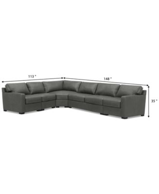 Radley 148" 5-Pc. Leather Wedge L Shape Modular Sectional