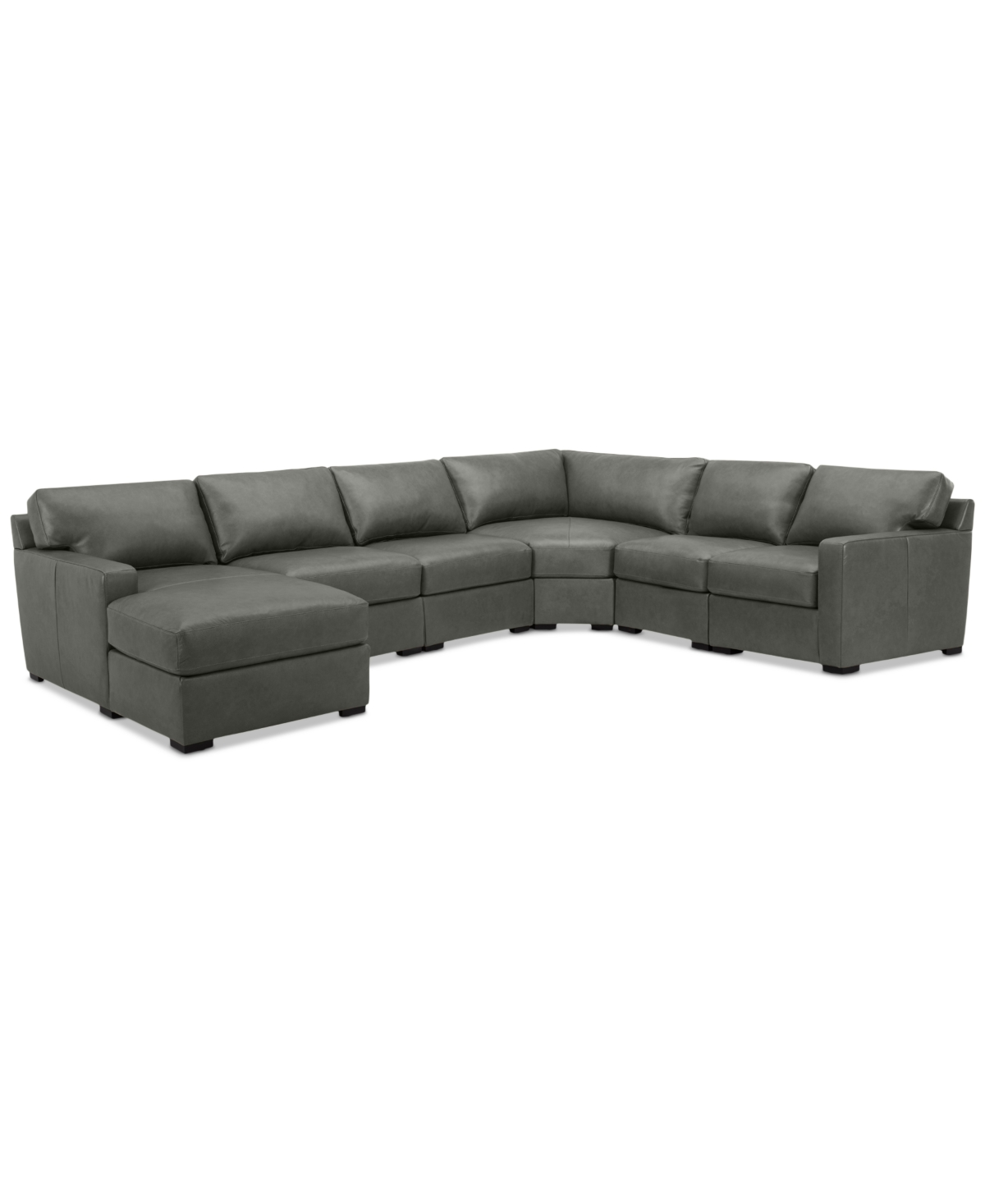 Shop Macy's Radley 141" 6-pc. Leather Wedge Modular Chaise Sectional, Created For  In Anthracite