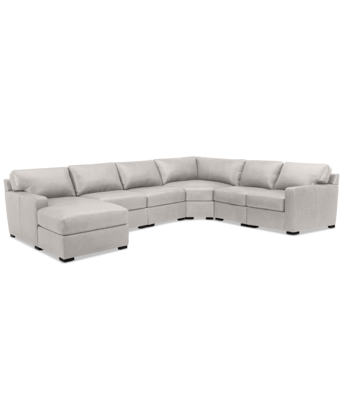 Shop Macy's Radley 141" 6-pc. Leather Wedge Modular Chaise Sectional, Created For  In Ash