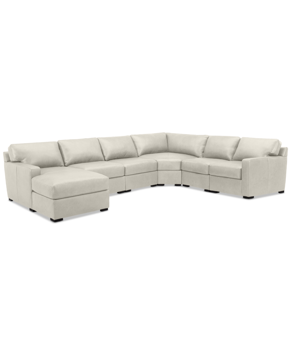 Shop Macy's Radley 141" 6-pc. Leather Wedge Modular Chaise Sectional, Created For  In Coconut Milk