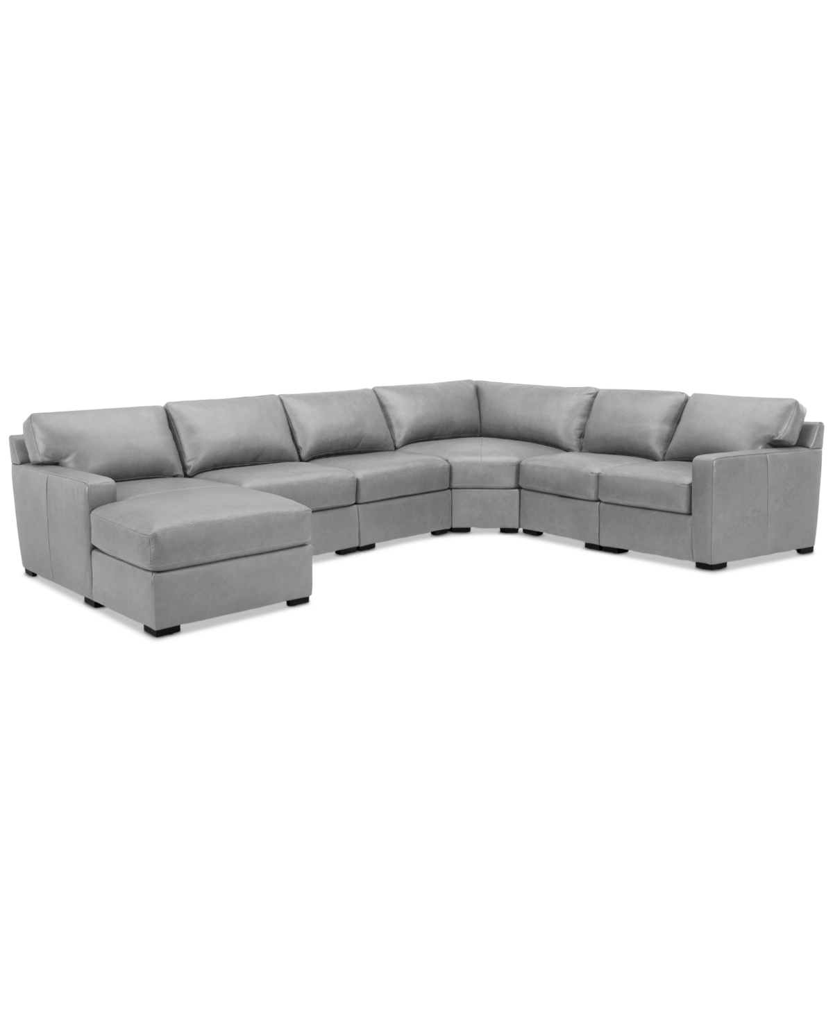 Shop Macy's Radley 141" 6-pc. Leather Wedge Modular Chaise Sectional, Created For  In Light Grey