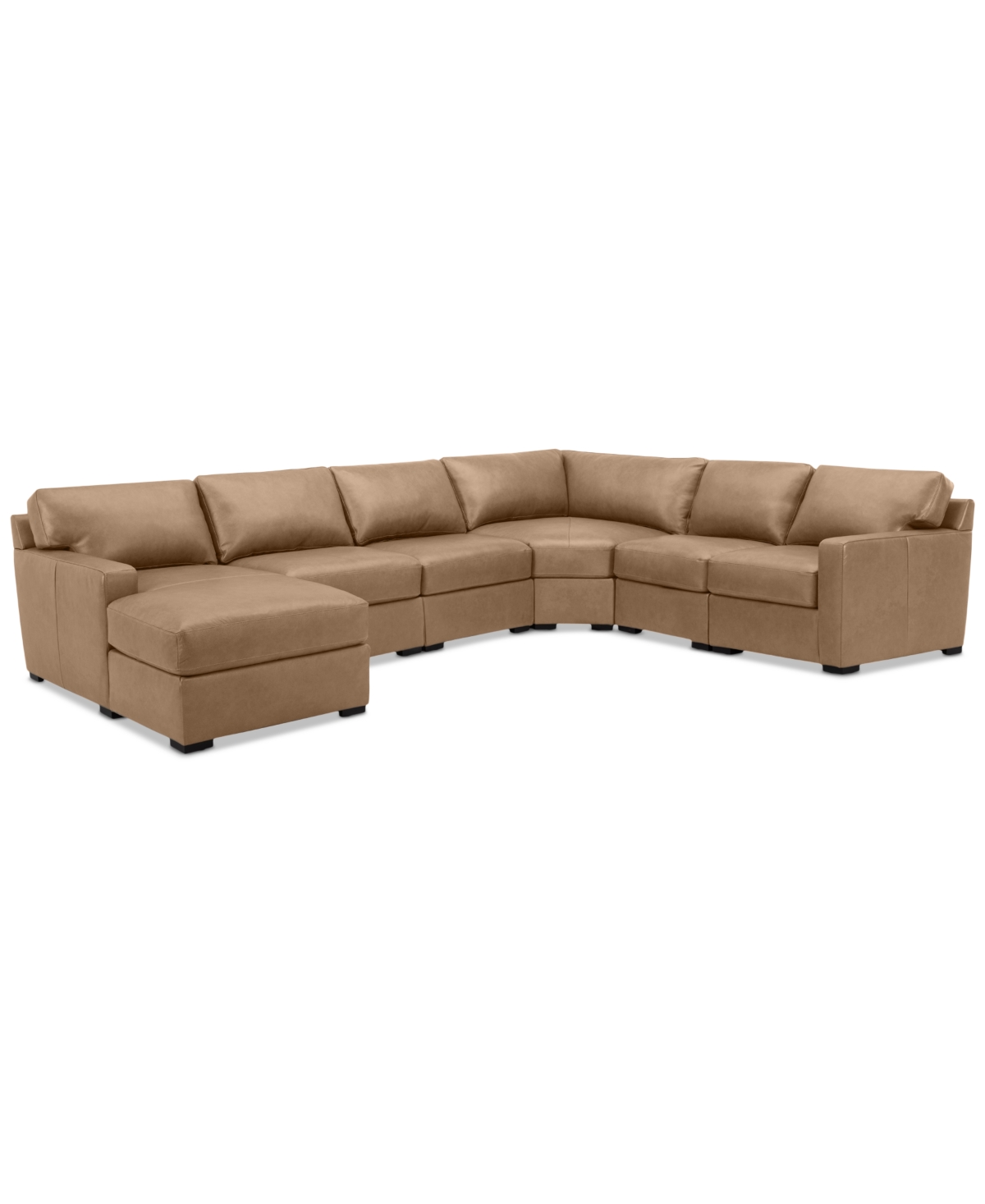 Macy's Radley 148" 4-pc. Leather Wedge Modular Chaise Sectional, Created For  In Light Natural