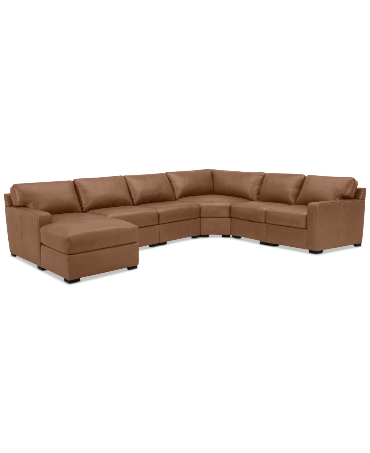Shop Macy's Radley 141" 6-pc. Leather Wedge Modular Chaise Sectional, Created For  In Light Tan