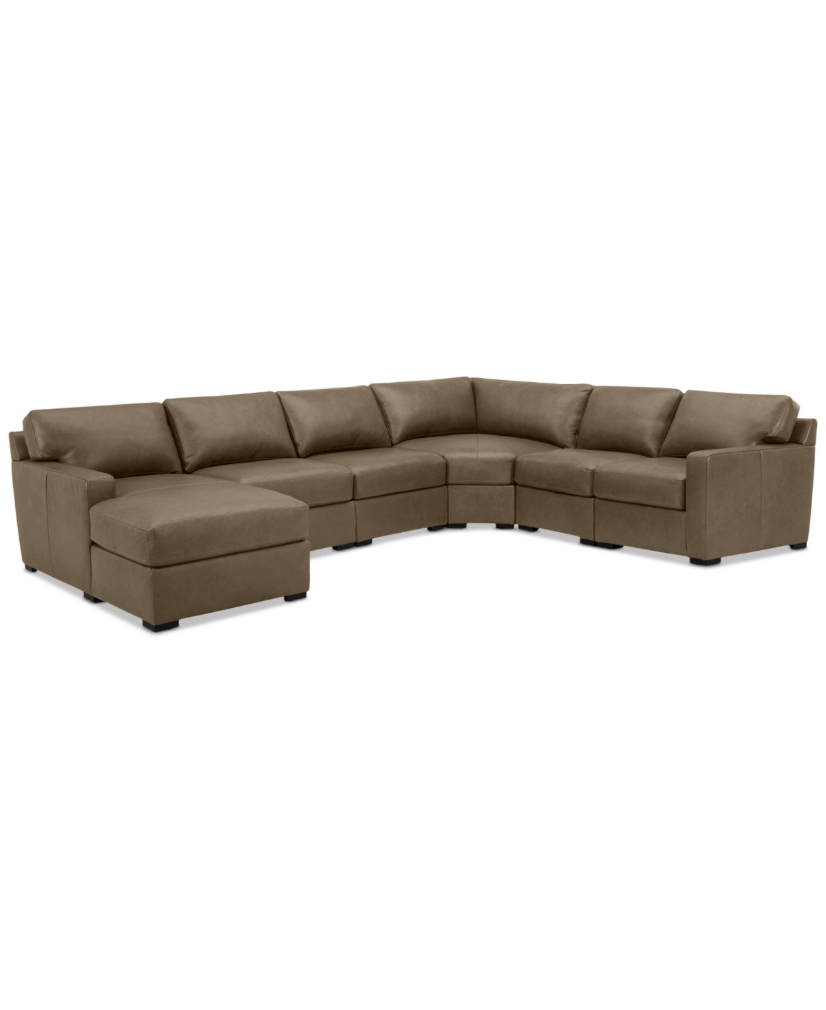 Shop Macy's Radley 141" 6-pc. Leather Wedge Modular Chaise Sectional, Created For  In Sand