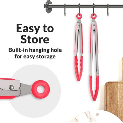 Stainless Steel Kitchen Tongs with Silicone Tips - Set of 2