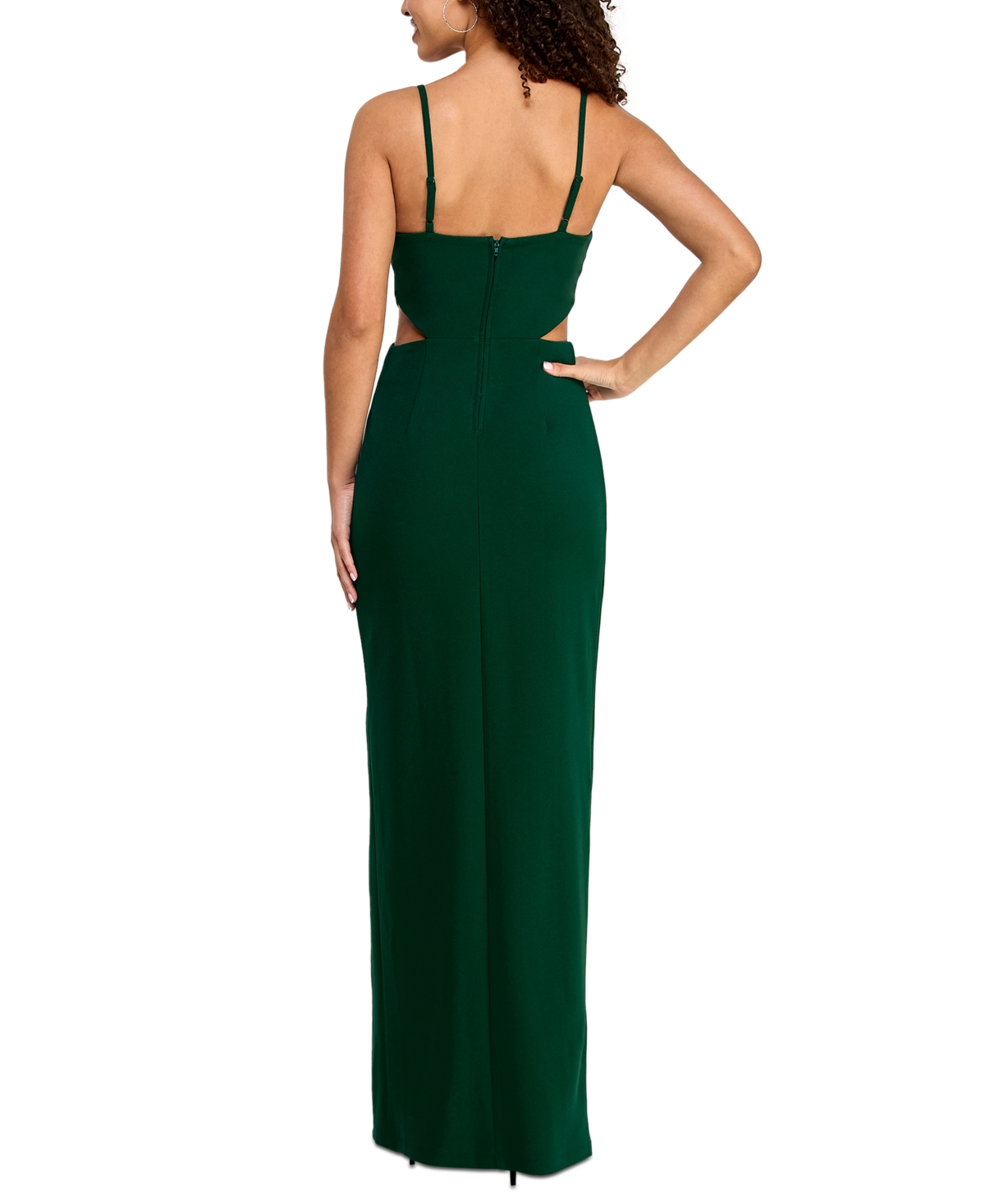 Shop Bcx Juniors' Embellished Cutout Gown In Green