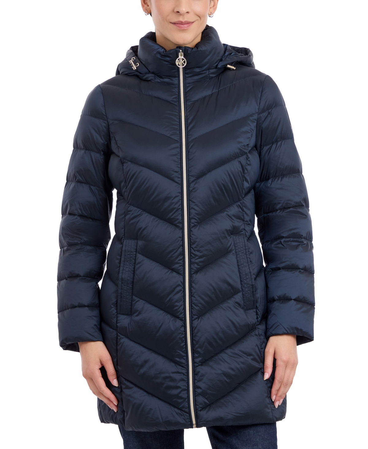 Shop Michael Kors Michael  Women's Hooded Packable Down Puffer Coat, Created For Macy's In Admiral