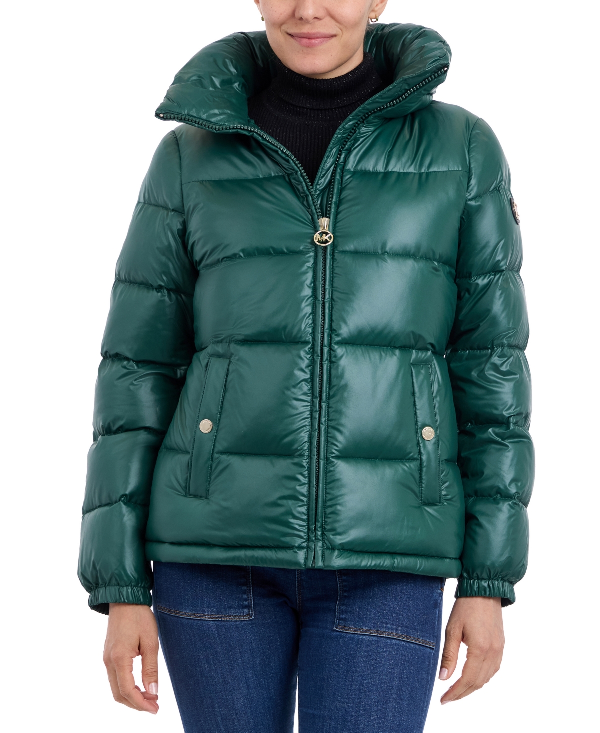 Michael Kors Michael  Women's Hooded Puffer Coat, Created For Macy's In Dark Emerald