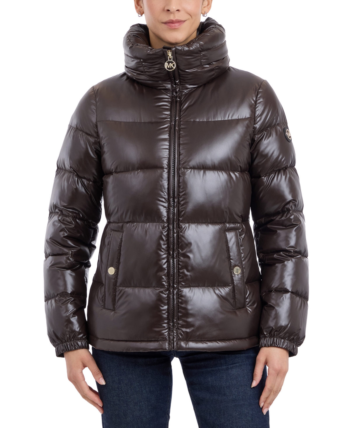 Michael Kors Michael  Women's Hooded Puffer Coat, Created For Macy's In Chocolate