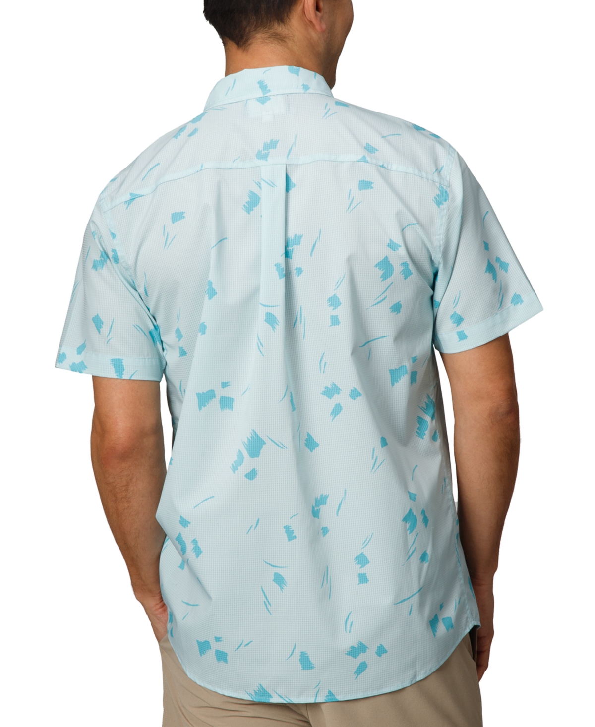 Reef Men's Colton Short Sleeve Button-Front Perforated Printed Shirt
