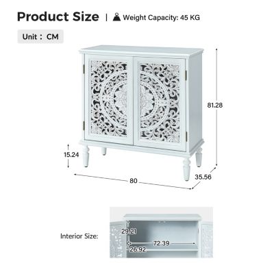 Ismenides Transitional 32" Tall 2-Door Accent Cabinet with Floral Design