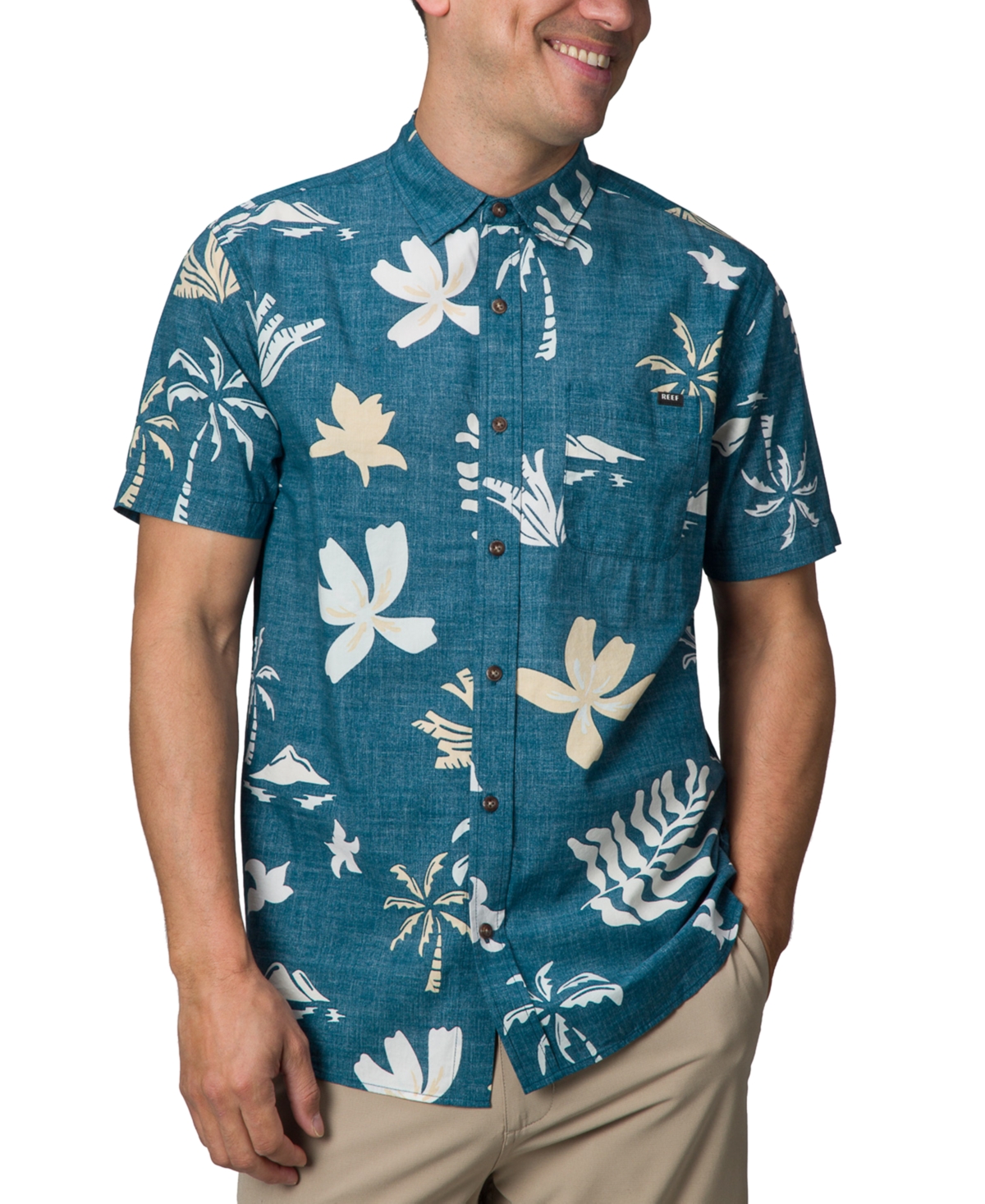 Men's Watson Short Sleeve Button-Front Tropical Shirt - Legion Blue