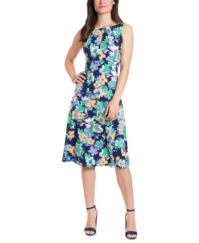 Plus Size Dress Women Spaghetti Strap Floral Print Keyhole Neck A-Line High Waist Long Dress Summer Holiday Maxi Dress