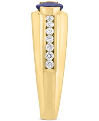 EFFY&reg; Men's Sapphire (1-3/8 ct. t.w.) & Diamond (3/8 ct. t.w.) Ring in 14k Gold
