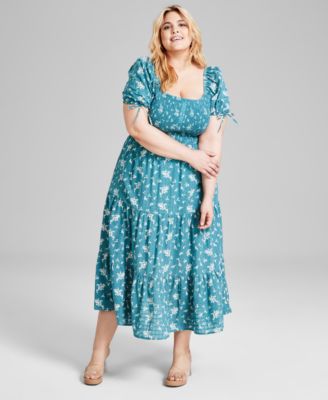 Mädchenkleid Von Koton – Leinen-Optik Mit Blumenprint Und Puffärmeln