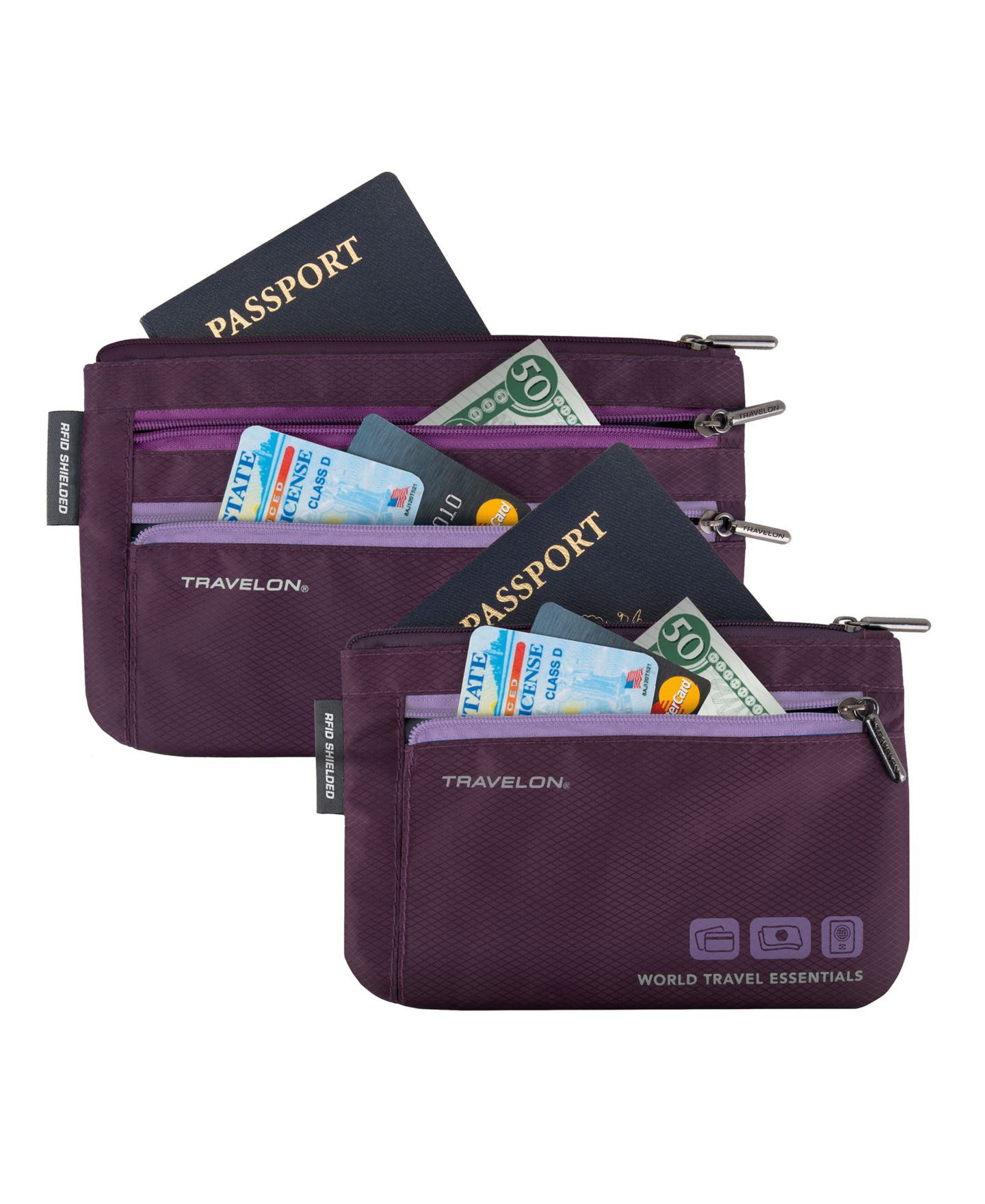 Органайзеры Travelon World Travel Essentials для валюты и паспорта, набор из 2 шт, цвет: Синий — фото 7