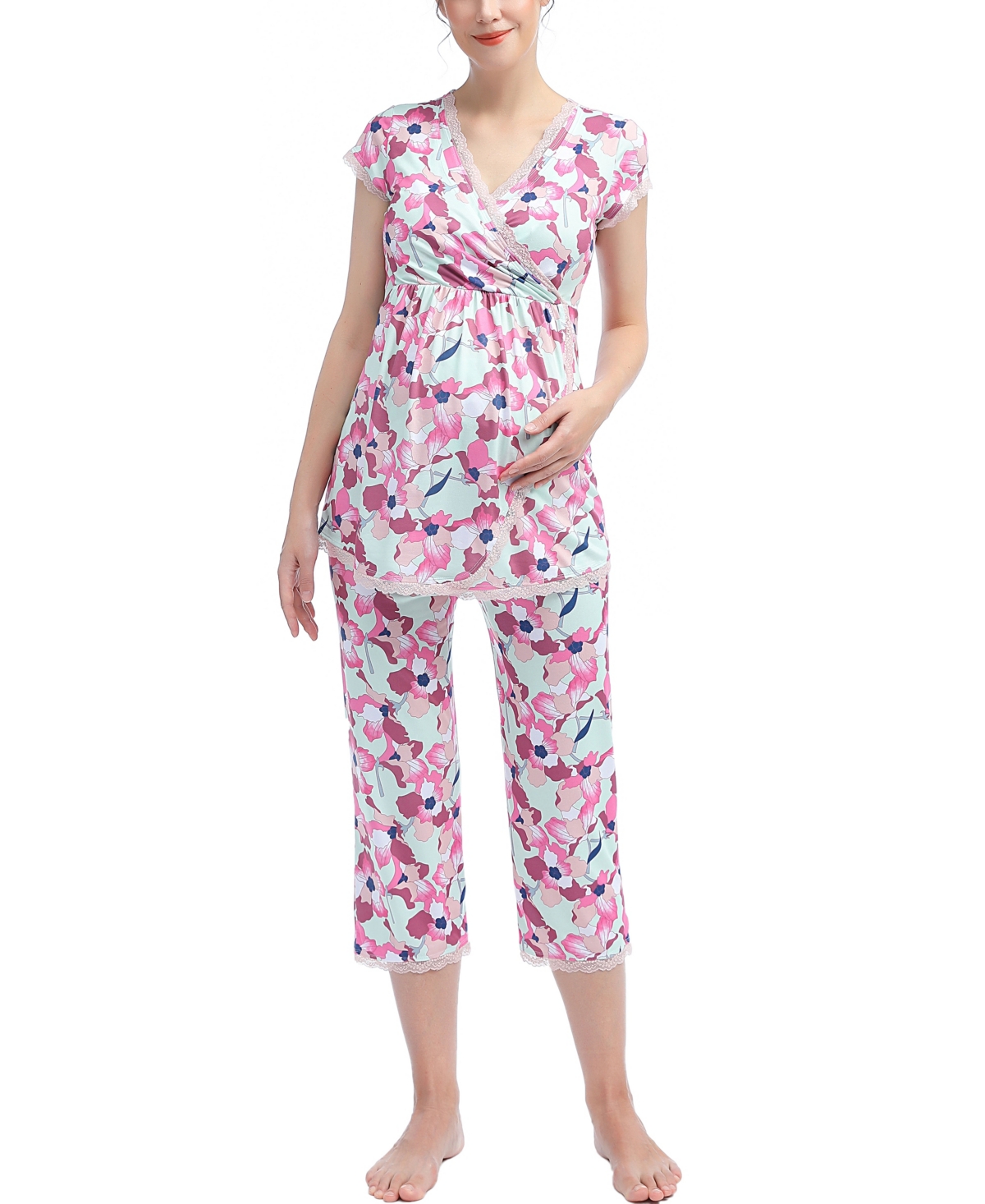 Maternity Addison Nursing Pajama Set - Parfait pink