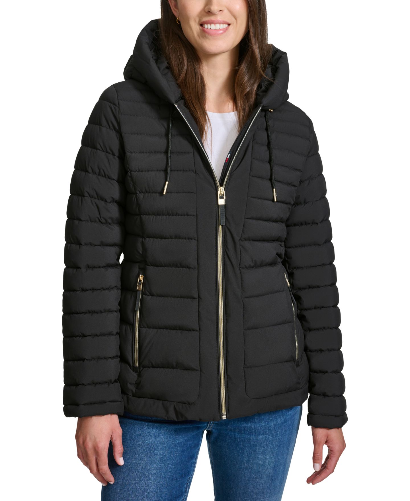 Женская куртка Tommy Hilfiger Hooded Packable Puffer, цвет: Чёрный — фото 1