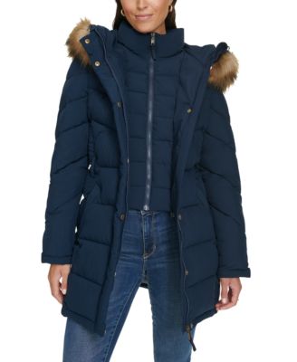 Women's Faux-Fur-Trim Hooded Puffer Coat, Created for Macy's