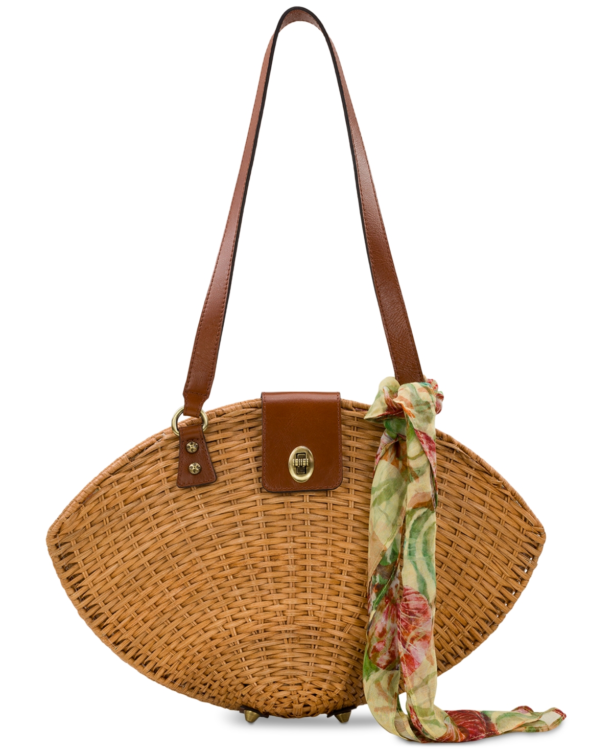 Shop Patricia Nash Mare Shell Extra-large Rattan Shoulder Bag In Natural W