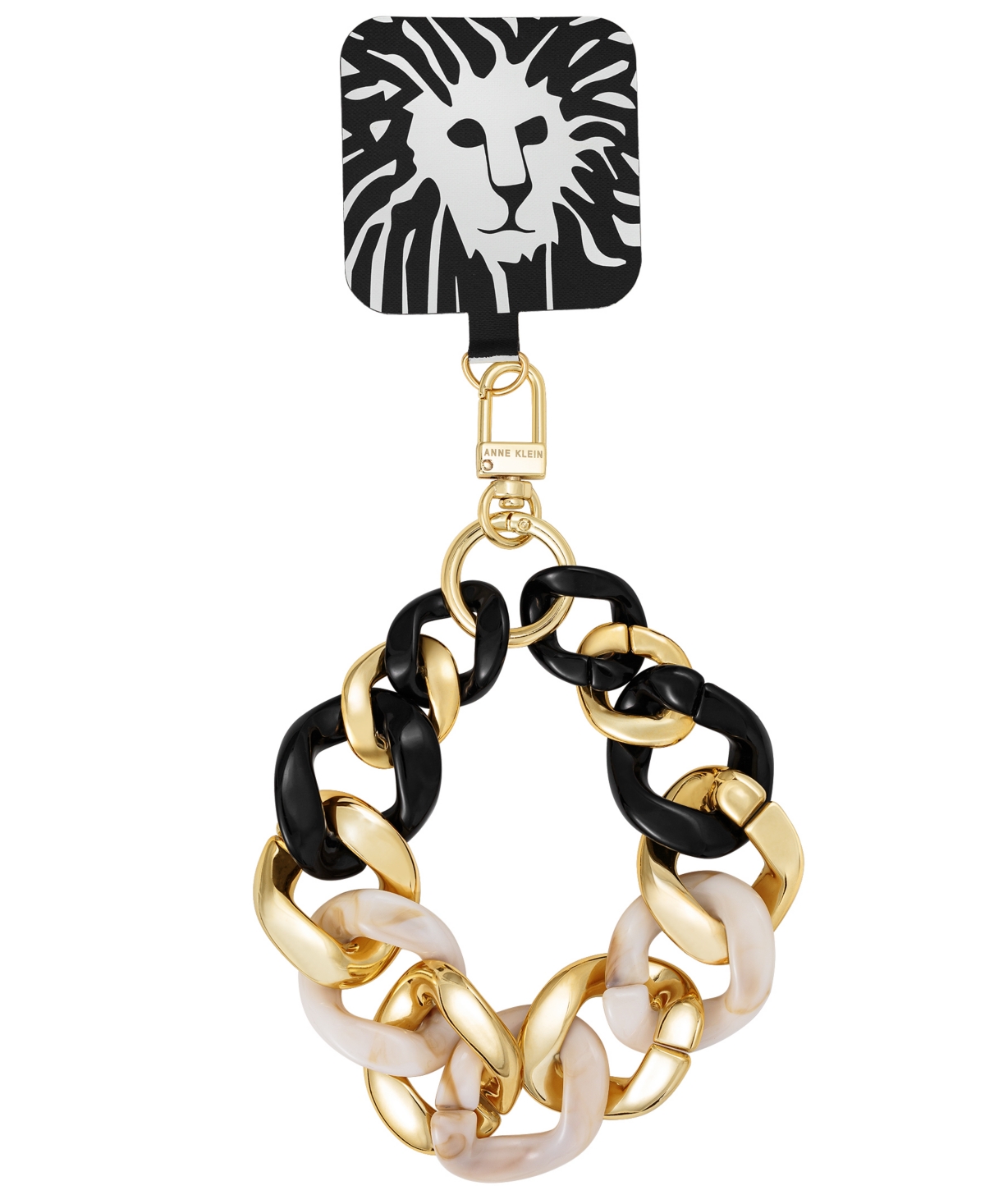 Women's Black and Ivory Acetate with Gold-Tone Alloy Chain Link Wrist Strap designed for Smart Phones