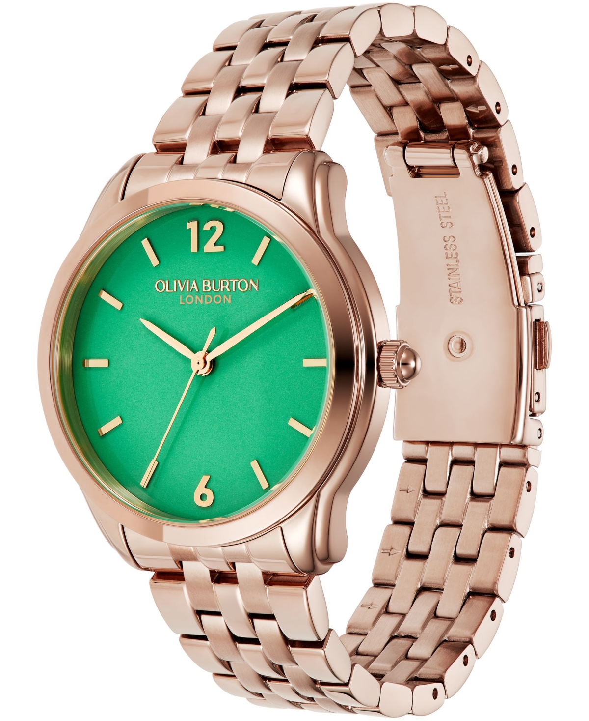 Shop Olivia Burton Women's Starlight Rose Gold-tone Stainless Steel Watch 36mm In Green