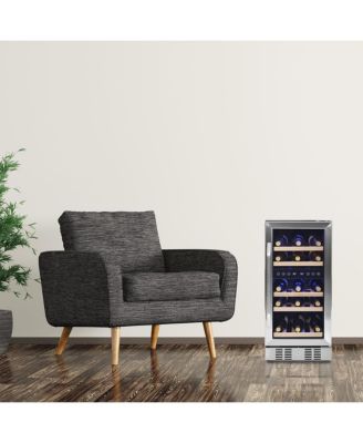 15" Built-in 29 Bottle Dual Zone Compressor Wine Fridge in Stainless Steel, Quiet Operation with Beech Wood Shelves