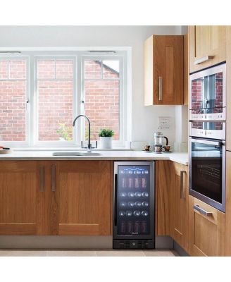 15" Built-in 96 Can Beverage Fridge in Black Stainless Steel with Precision Temperature Controls and Adjustable Shelves