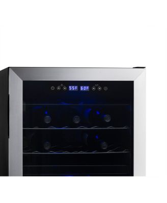 Freestanding 43 Bottle Dual Zone Compressor Wine Fridge in Stainless Steel, Adjustable Racks and Exterior Digital Thermostat