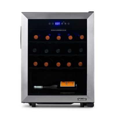 Freestanding 23 Bottle Compressor Wine Fridge in Stainless Steel, Adjustable Racks and Exterior Digital Thermostat