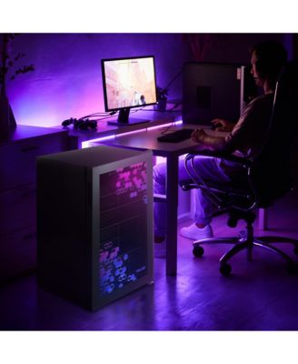 Prismatic Series 126 Can Beverage Refrigerator with RGB HexaColor LED Lights, Gaming Fridge, Mini Fridge for Game Room, Party Festive Holiday Fridge with Remote Control and Adjustable Shelves for Beer, Soda or Other Beverages / Drinks