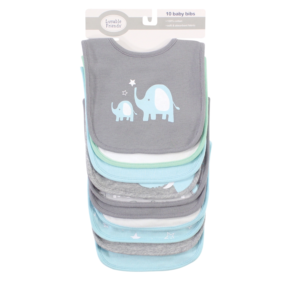 Luvable Friends Baby Girl Interlock Cotton Drooler Bibs, Girl Basic Elephant