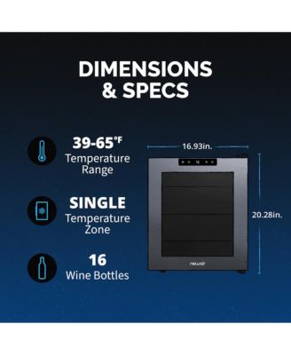 Shadow Series Wine Cooler Refrigerator 16 Bottle, Freestanding Mirrored Wine Fridge with Double-Layer Tempered Glass Door & Compressor Cooling for Reds, Whites, and Sparkling Wine, 39f-65f Digital Temperature Control